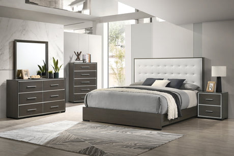 Sharpe Brown Twin Upholstered Panel Bed