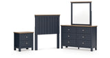 Landocken Twin Panel Headboard with Mirrored Dresser and Nightstand in Brown/Blue from Ashley - Luna Furniture