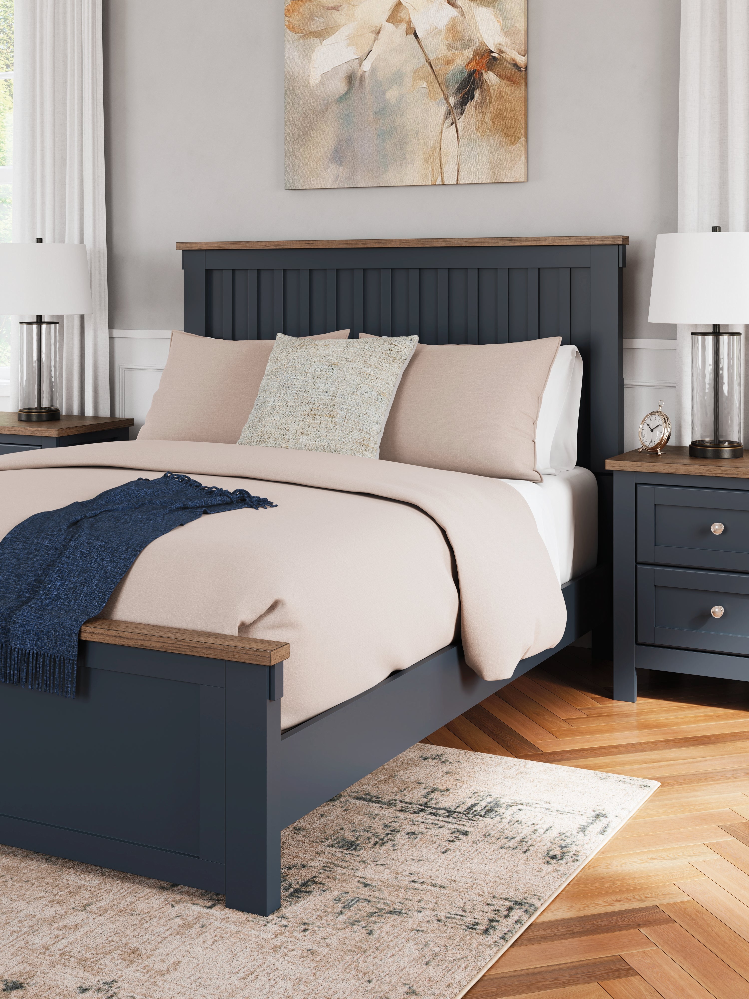 Ashley Landocken Brown/Blue Queen Panel Bed – Luna Furniture