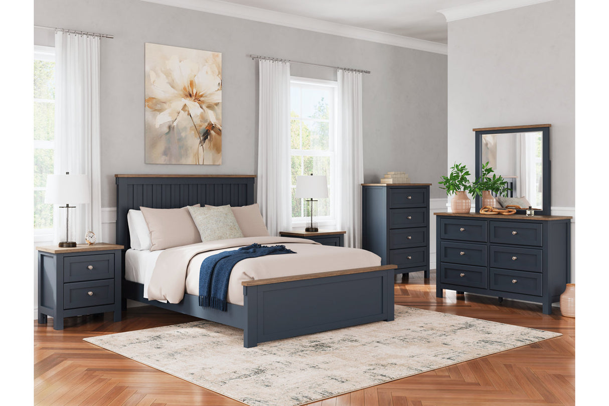 Landocken Brown/Blue Queen Panel Bed from Ashley - Luna Furniture