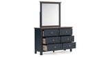 Landocken Twin Panel Bed with Mirrored Dresser, Chest and 2 Nightstands in Brown/Blue from Ashley Furniture - Luna Furniture