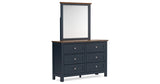Landocken Full Panel Headboard with Mirrored Dresser in Brown/Blue from Ashley Furniture - Luna Furniture