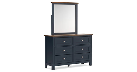 Landocken Brown/Blue Dresser and Mirror from Ashley Furniture - Luna Furniture