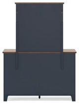 Landocken Brown/Blue Twin Panel Bed with Mirrored Dresser and Nightstand from Ashley - Luna Furniture
