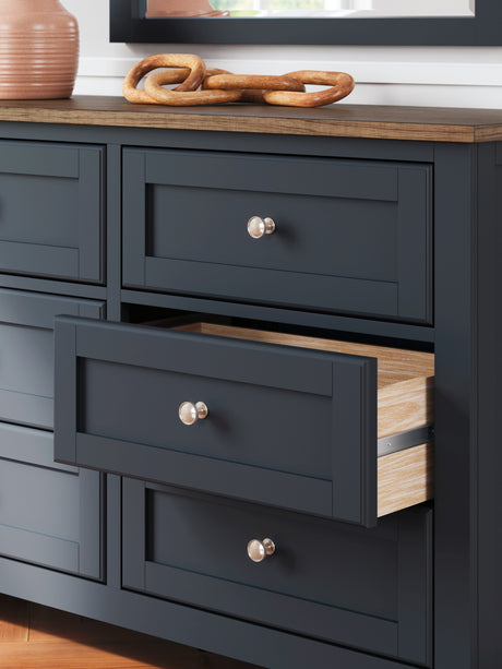 Landocken Brown/Blue Dresser and Mirror from Ashley Furniture - Luna Furniture