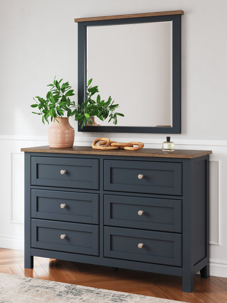 Landocken Brown/Blue Dresser and Mirror from Ashley Furniture - Luna Furniture