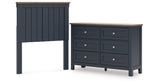 Landocken Twin Panel Headboard with Dresser in Brown/Blue from Ashley - Luna Furniture