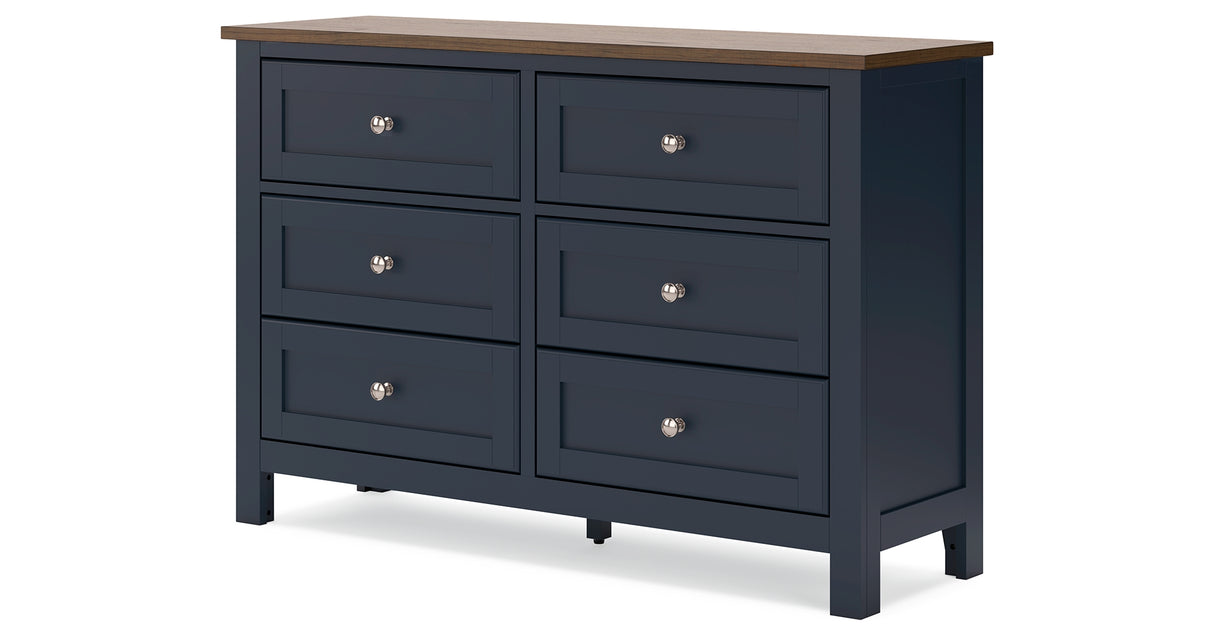 Landocken Twin Panel Headboard with Dresser in Brown/Blue from Ashley - Luna Furniture