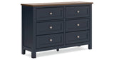 Landocken Twin Panel Headboard with Dresser in Brown/Blue from Ashley - Luna Furniture