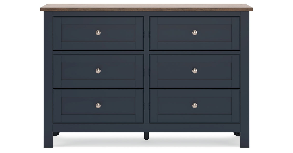 Landocken Twin Panel Headboard with Dresser in Brown/Blue from Ashley - Luna Furniture