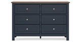 Landocken Twin Panel Headboard with Dresser in Brown/Blue from Ashley - Luna Furniture