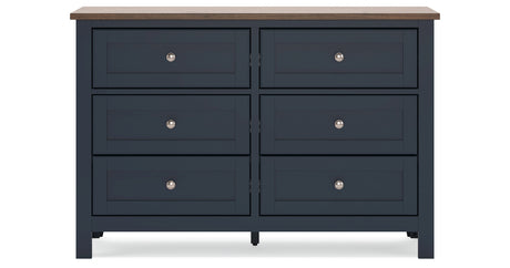 Landocken Queen Panel Bed with Dresser in Brown/Blue from Ashley Furniture - Luna Furniture