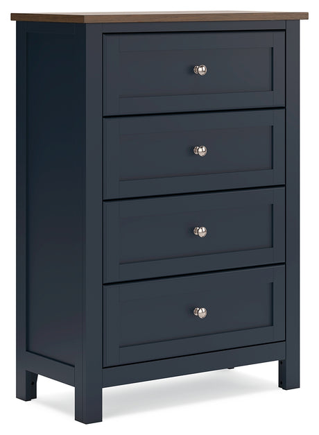 Landocken Brown/Blue Twin Panel Bed, Chest and Nightstand from Ashley - Luna Furniture