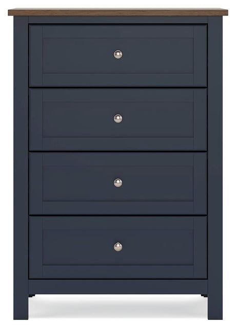 Landocken Brown/Blue Twin Panel Bed, Chest and Nightstand from Ashley - Luna Furniture