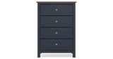 Landocken Twin Panel Bed with Mirrored Dresser, Chest and 2 Nightstands in Brown/Blue from Ashley Furniture - Luna Furniture