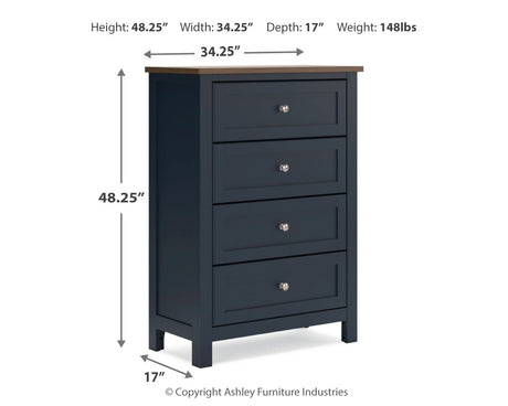 Landocken Brown/Blue Twin Panel Bed, Chest and Nightstand from Ashley - Luna Furniture