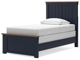 Landocken Brown/Blue Twin Panel Bed with Mirrored Dresser and Nightstand from Ashley - Luna Furniture