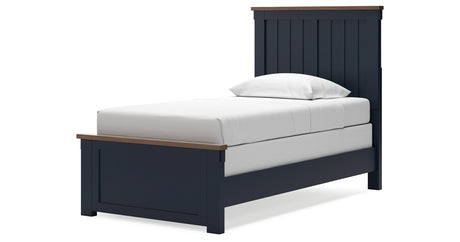 Landocken Brown/Blue Twin Panel Bed from Ashley - Luna Furniture