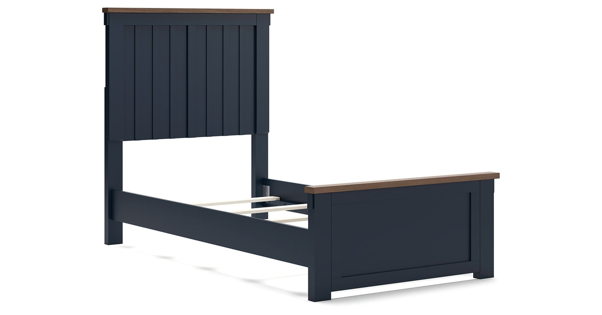 Landocken Brown/Blue Twin Panel Bed from Ashley Furniture - Luna Furniture