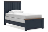 Landocken Brown/Blue Twin Panel Bed from Ashley - Luna Furniture
