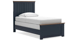 Landocken Twin Panel Bed with Mirrored Dresser, Chest and 2 Nightstands in Brown/Blue from Ashley Furniture - Luna Furniture