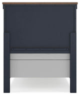 Landocken Brown/Blue Twin Panel Bed with Mirrored Dresser and Nightstand from Ashley - Luna Furniture