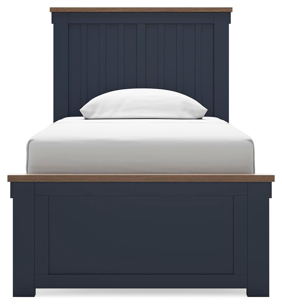 Landocken Brown/Blue Twin Panel Bed from Ashley Furniture - Luna Furniture