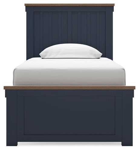Landocken Brown/Blue Twin Panel Bed from Ashley Furniture - Luna Furniture