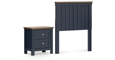 Landocken Twin Panel Headboard with Nightstand in Brown/Blue from Ashley - Luna Furniture