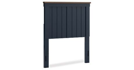 Landocken Twin Panel Headboard with Mirrored Dresser in Brown/Blue from Ashley - Luna Furniture