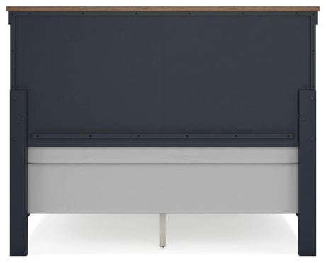 Landocken Brown/Blue Queen Panel Bed, Dresser, Mirror and Nightstand from Ashley Furniture - Luna Furniture