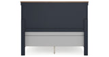 Landocken Queen Panel Bed with Mirrored Dresser, Chest and Nightstand in Brown/Blue from Ashley Furniture - Luna Furniture