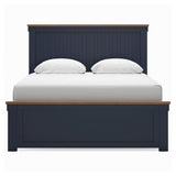 Landocken Brown/Blue Queen Panel Bed, Dresser, Mirror and Nightstand from Ashley Furniture - Luna Furniture