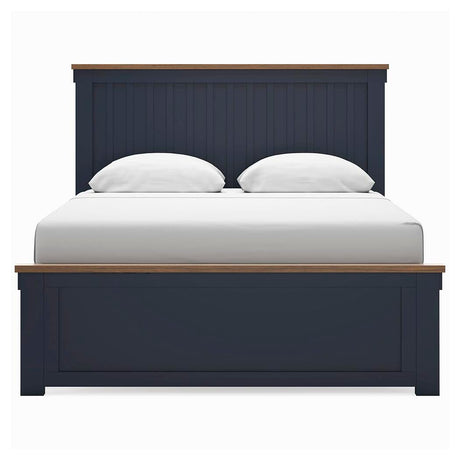 Landocken Brown/Blue Queen Panel Bed, Dresser, Mirror and Nightstand from Ashley Furniture - Luna Furniture