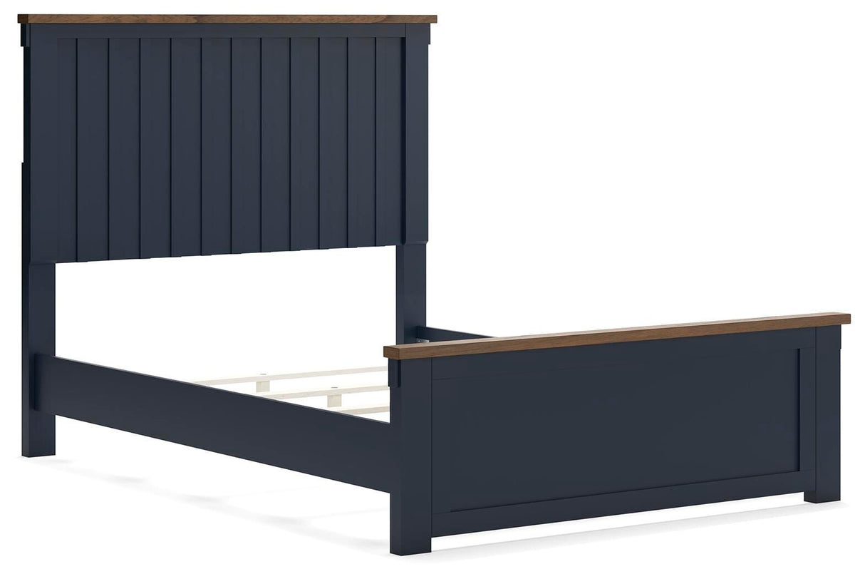 Landocken Full Panel Bed, Dresser and Mirror in Brown/Blue from Ashley - Luna Furniture
