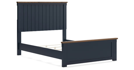 Landocken Full Panel Bed with Dresser and 2 Nightstands in Brown/Blue from Ashley - Luna Furniture