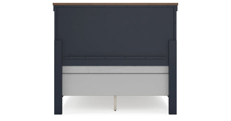 Landocken Full Panel Bed with Mirrored Dresser, Chest and 2 Nightstands in Brown/Blue from Ashley - Luna Furniture