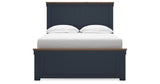 Landocken Full Panel Bed with Mirrored Dresser, Chest and 2 Nightstands in Brown/Blue from Ashley - Luna Furniture