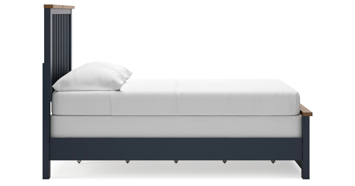 Landocken Full Panel Bed with Dresser and 2 Nightstands in Brown/Blue from Ashley - Luna Furniture