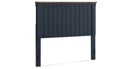 Landocken Full Panel Headboard with Mirrored Dresser, Chest and 2 Nightstands in Brown/Blue from Ashley - Luna Furniture