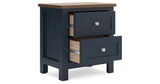 Landocken Queen Panel Bed with Mirrored Dresser, Chest and Nightstand in Brown/Blue from Ashley Furniture - Luna Furniture