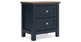 Landocken Twin Panel Bed with Mirrored Dresser and 2 Nightstands in Brown/Blue from Ashley - Luna Furniture
