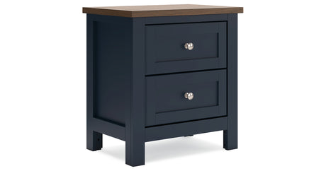 Landocken Queen Panel Headboard with 2 Nightstands in Brown/Blue from Ashley - Luna Furniture