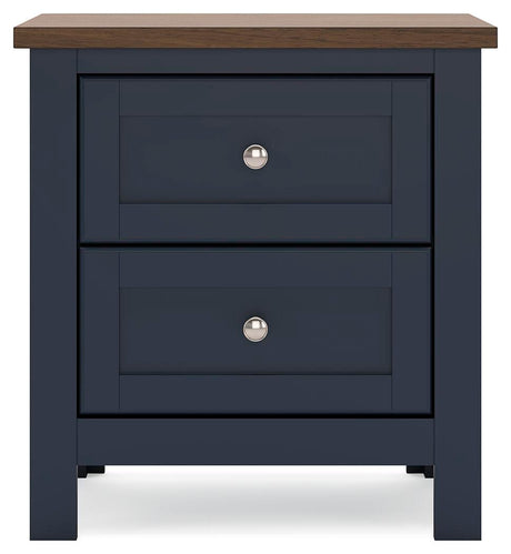 Landocken Brown/Blue Twin Panel Bed with Mirrored Dresser and Nightstand from Ashley - Luna Furniture