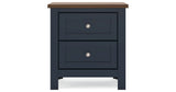 Landocken Queen Panel Bed with Mirrored Dresser, Chest and Nightstand in Brown/Blue from Ashley Furniture - Luna Furniture