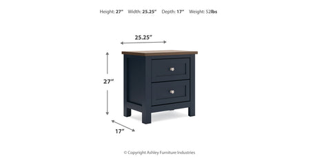 Landocken Queen Panel Headboard with Mirrored Dresser and 2 Nightstands in Brown/Blue from Ashley - Luna Furniture