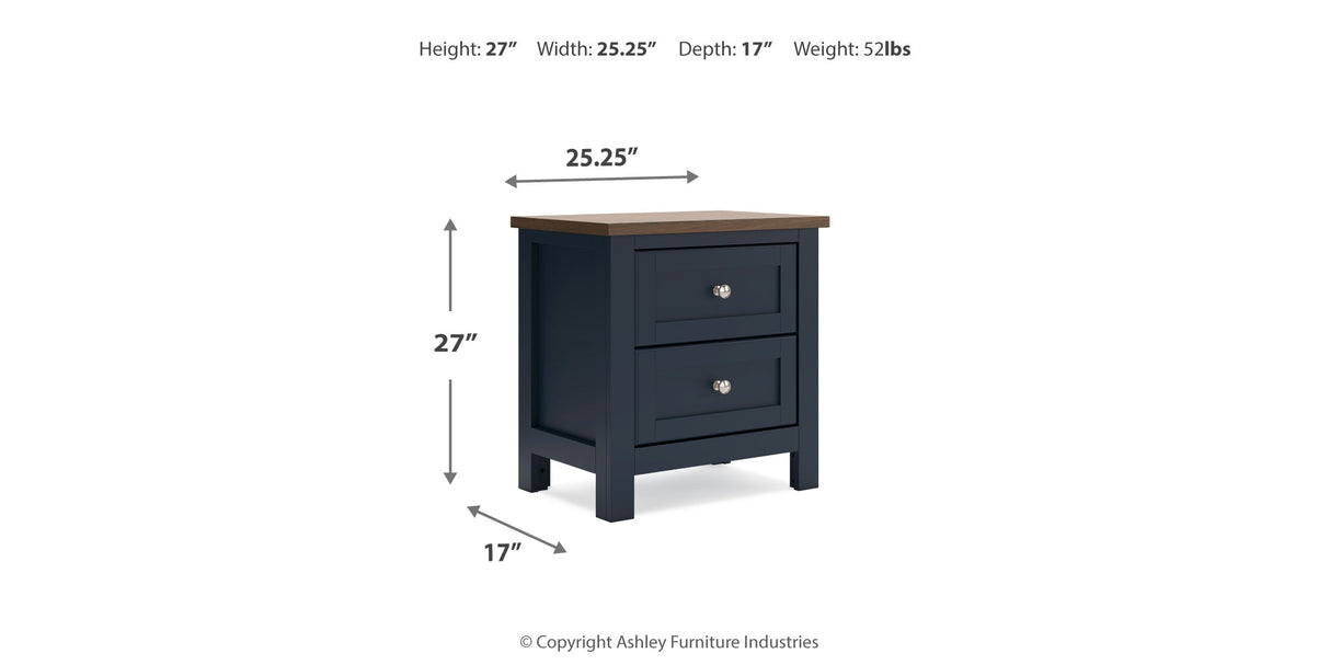 Landocken Queen Panel Headboard with Mirrored Dresser, Chest and 2 Nightstands in Brown/Blue from Ashley - Luna Furniture