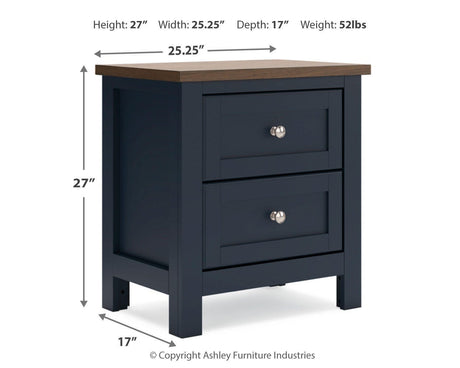 Landocken Brown/Blue Twin Panel Bed, Chest and Nightstand from Ashley - Luna Furniture