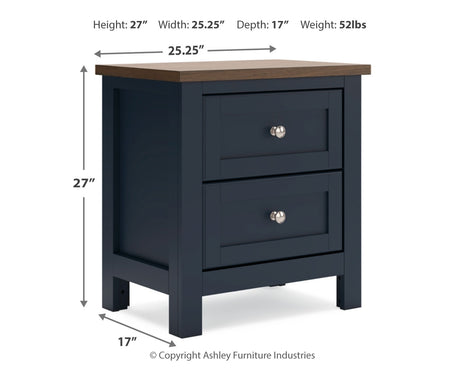 Landocken Brown/Blue Twin Panel Bed, Chest and Nightstand from Ashley - Luna Furniture