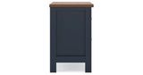 Landocken Queen Panel Bed with Mirrored Dresser, Chest and Nightstand in Brown/Blue from Ashley Furniture - Luna Furniture